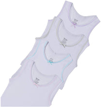 Load image into Gallery viewer, Girls White Colored Rim Undershirt 4 Pack