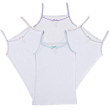 Load image into Gallery viewer, Girls White Colored Rim Cami Undershirt 4 Pack