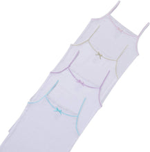 Load image into Gallery viewer, Girls White Colored Rim Cami Undershirt 4 Pack