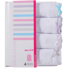 Load image into Gallery viewer, Girls White Colored Rim Cami Undershirt 4 Pack