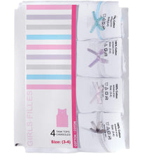 Load image into Gallery viewer, Girls White Colored Rim Undershirt 4 Pack