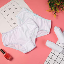 Load image into Gallery viewer, Girls White Colored Rim Briefs 4 Pack