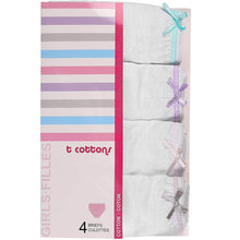 Load image into Gallery viewer, Girls White Colored Rim Briefs 4 Pack