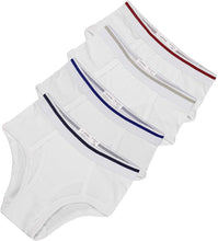 Load image into Gallery viewer, Boys White Colored Rim Briefs 4 Pack