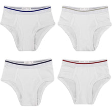 Load image into Gallery viewer, Boys White Colored Rim Briefs 4 Pack