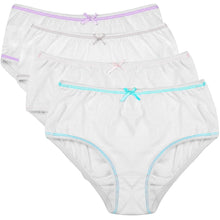 Load image into Gallery viewer, Girls White Colored Rim Briefs 4 Pack