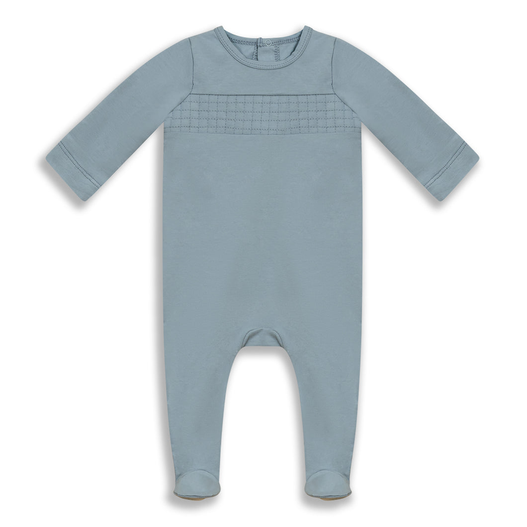 Front Quilted Footie Blue