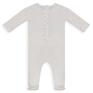 Dot Placket Footie Off White