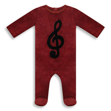 Load image into Gallery viewer, Musical Note Footie Burgundy
