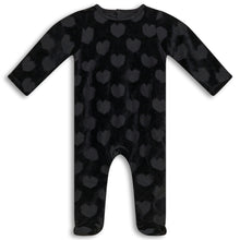 Load image into Gallery viewer, Jacquard Heart Footie Black
