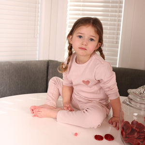 Waffle 2 Piece Lounge Set with Embroidered Heart
