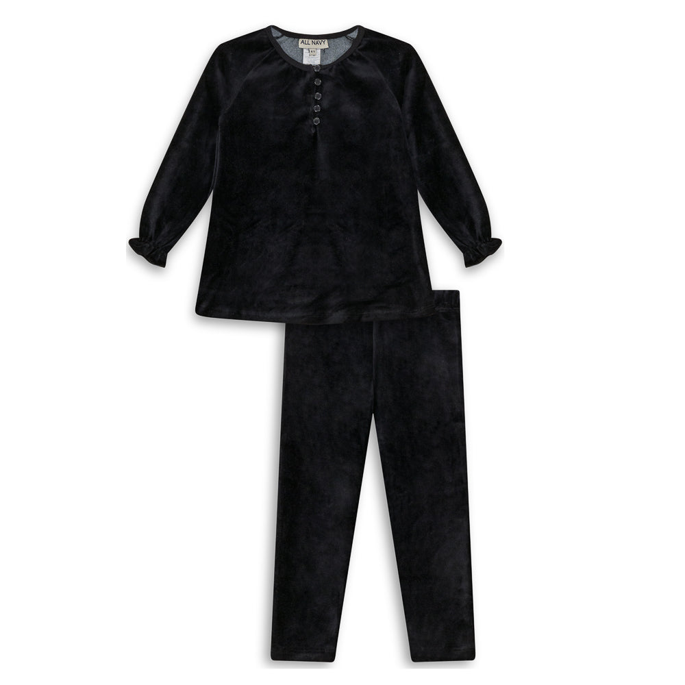 2 Navy Lounge Buttoned All Piece – Black