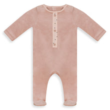 Load image into Gallery viewer, Dot Placket Footie Dusty Pink
