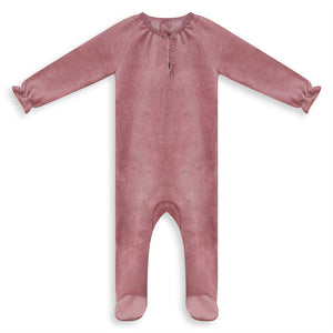 Buttoned Footie Dusty Pink