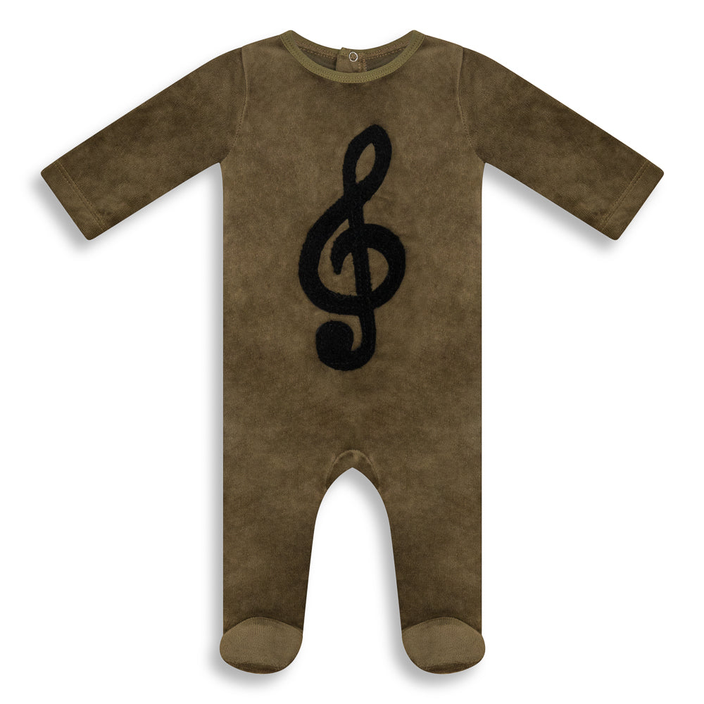 Musical Note Footie Olive