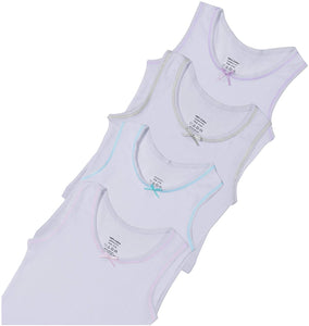 Girls White Colored Rim Undershirt 4 Pack – All Navy