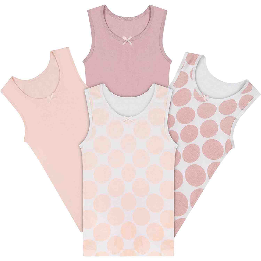 Girls Dot Pattern Undershirt 4 Pack
