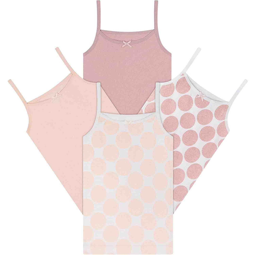 Girls Dot Pattern Cami Undershirt 4 Pack