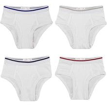 Load image into Gallery viewer, Boys White Colored Rim Briefs 4 Pack
