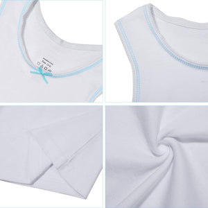 Girls White Colored Rim Undershirt 4 Pack