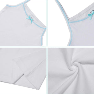 Girls White Colored Rim Cami Undershirt 4 Pack