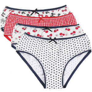 Girls Red and Navy Briefs 4 Pack